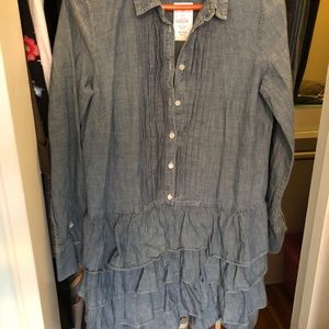 Jcrew chambray ruffle dress